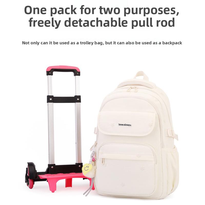 Zaino Scolastico per Bambine Borsa Scolastica con Trolley e Ruote Zaino a Ruote per Studenti Borsa per Libri per Bambini Zaini con Ruote