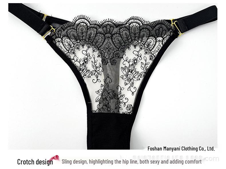 Sexy Women's Ultra-Thin Mesh Lace Lingerie Set with Garter Stockings