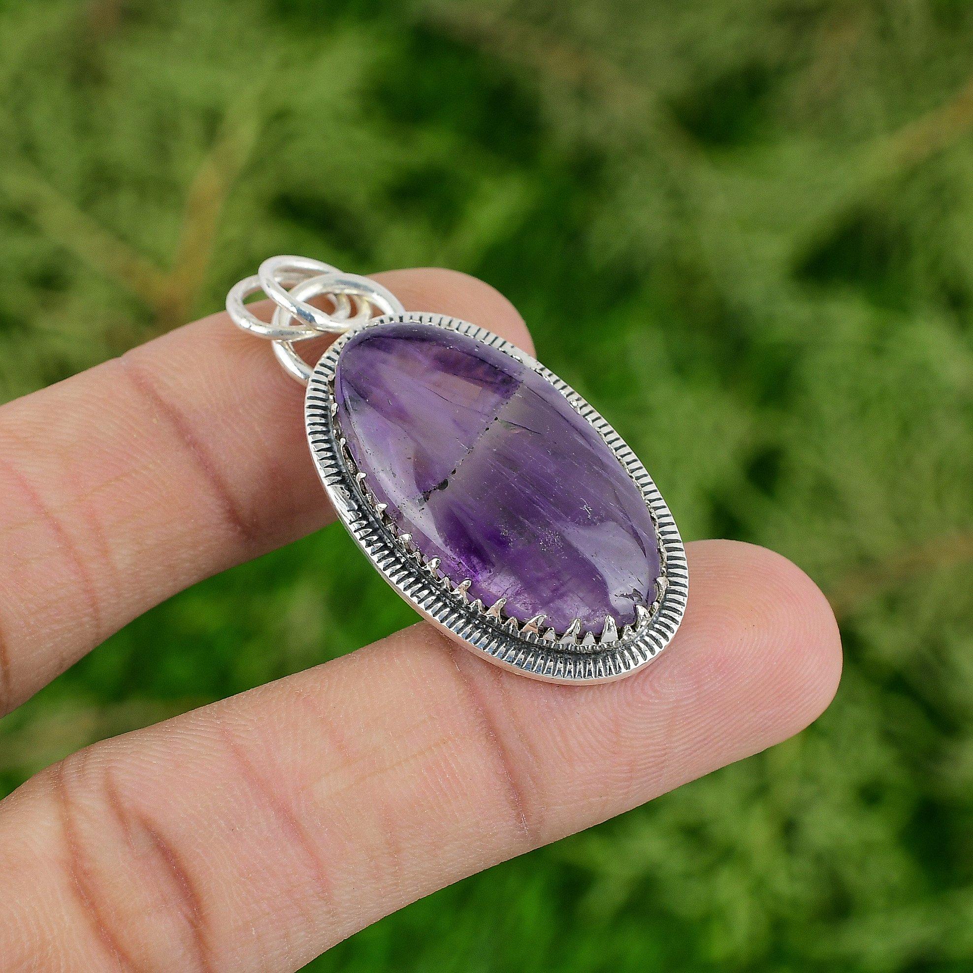 

Овальный камень африканский аметист в безеле, жена, мастер, новый кулон, серебро 925 пробы