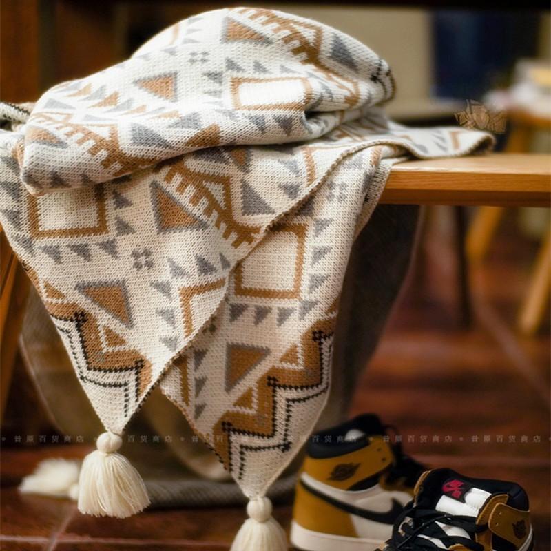 

1 шт. Одеяло в богемном стиле с геометрическим узором и кисточками, легкий многоцелевой всесезонный плед для сна, кондиционирования воздуха, покрывало для дивана и декор для кровати Navarajo Day (80 * 120)