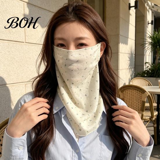 Face Neck Sun Guard Women Protection Mask, Cotton Dot Print UV Foldable Portable Gaiter Cover, Scarf for Driving Cycling Camping Outdoor Travel