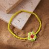 Bohemian Handmade Rice Beads Polymer Clay Flower Anklet for Women Summer Beach Bright Color Egg Flowers Ankle Bracelet Jewelry