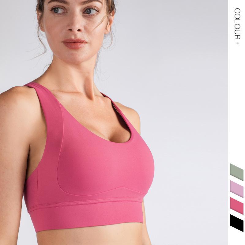 Women's Cross Sports Fitness Bra, Show Chest, Gather Back, Anti Shock Yoga Sports Bra