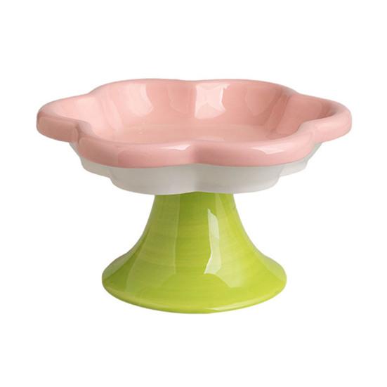 Keramiske Hevede Katteskåler Blomsterdesign Hevet Kattefôr Vannskål Liten Kattefôringsskål for Katter Små Hunder