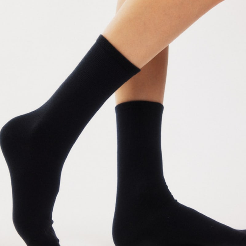 BOCION Black Solid Color Long Socks