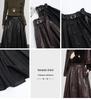 Women's Elegant Lambskin High Waist Pleated A-line Skirt, Mid-length Korean Style