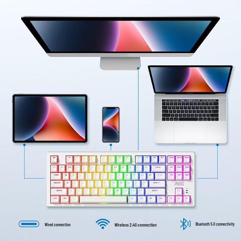 AOC GK233 Triple Mode 87-Key Hot-Swappable Mechanical Keyboard