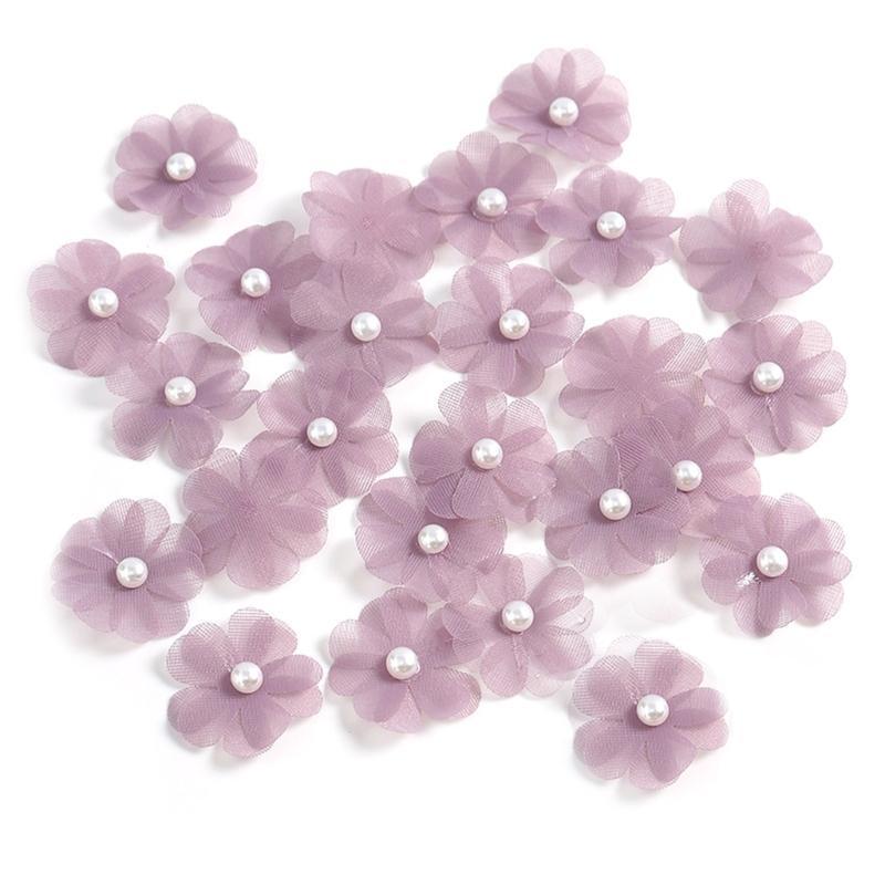  30Pcs Fabric Flower Artificial FlowerSewing Flower Applique for Clothing
