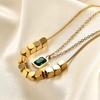 European & American 3D Rhinestone Square Clavicle Necklace Set - Versatile Fashion Jewelry for Women