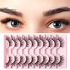 Handmade 10 Pairs Half Fake Lashes Natural Curl Wispy Thick 3D Effect Removable Extension Simulated Eyelash Planting Reusable Women Artificial