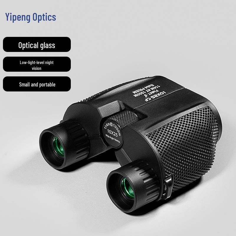 Little Paul 10x25 Binoculars: Low-Light Night Vision, Portable, for Climbing & Camping, High Magnification & Definition, Custom Logo Option Available