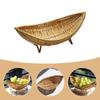 Boat Shape Woven Snacks Serving Tray Handwoven Plastic Braided Fruit Organizer  Food
