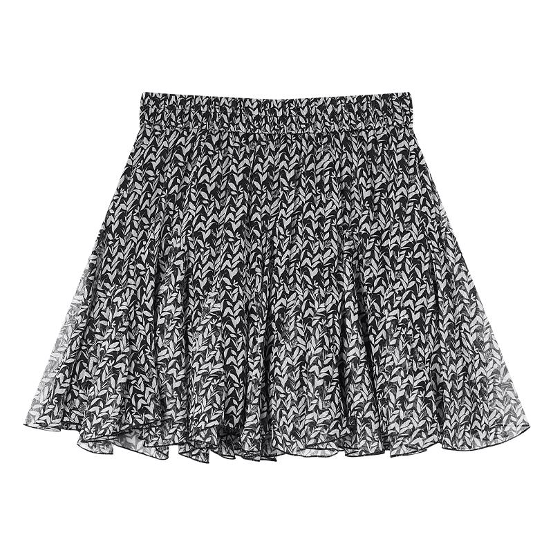 

Xiangying Women s High-Waist A-Line Floral Chiffon Short Skirt M