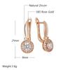Simple  Rose Gold Color Round Dangle Earrings For Women Luxury Natural Zircon Accessories Bride Wedding Fine Jewelry
