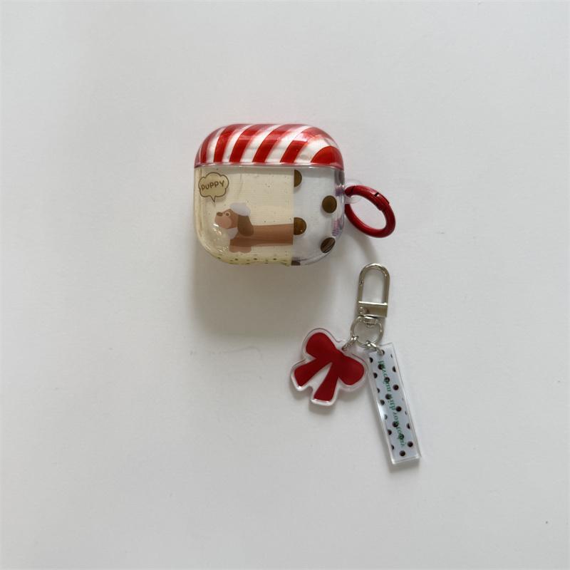 

Shockproof Full Protection Case for AirPods 1 2 3 4 Pro Cute Pink Green Polka Bow Soft Cover with Keychain Charm Pendant For Airpods 1 2