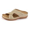 2024 Plus Size Casual Round Toe Cross Strap Hollow High Heel Women's Wedge Slippers