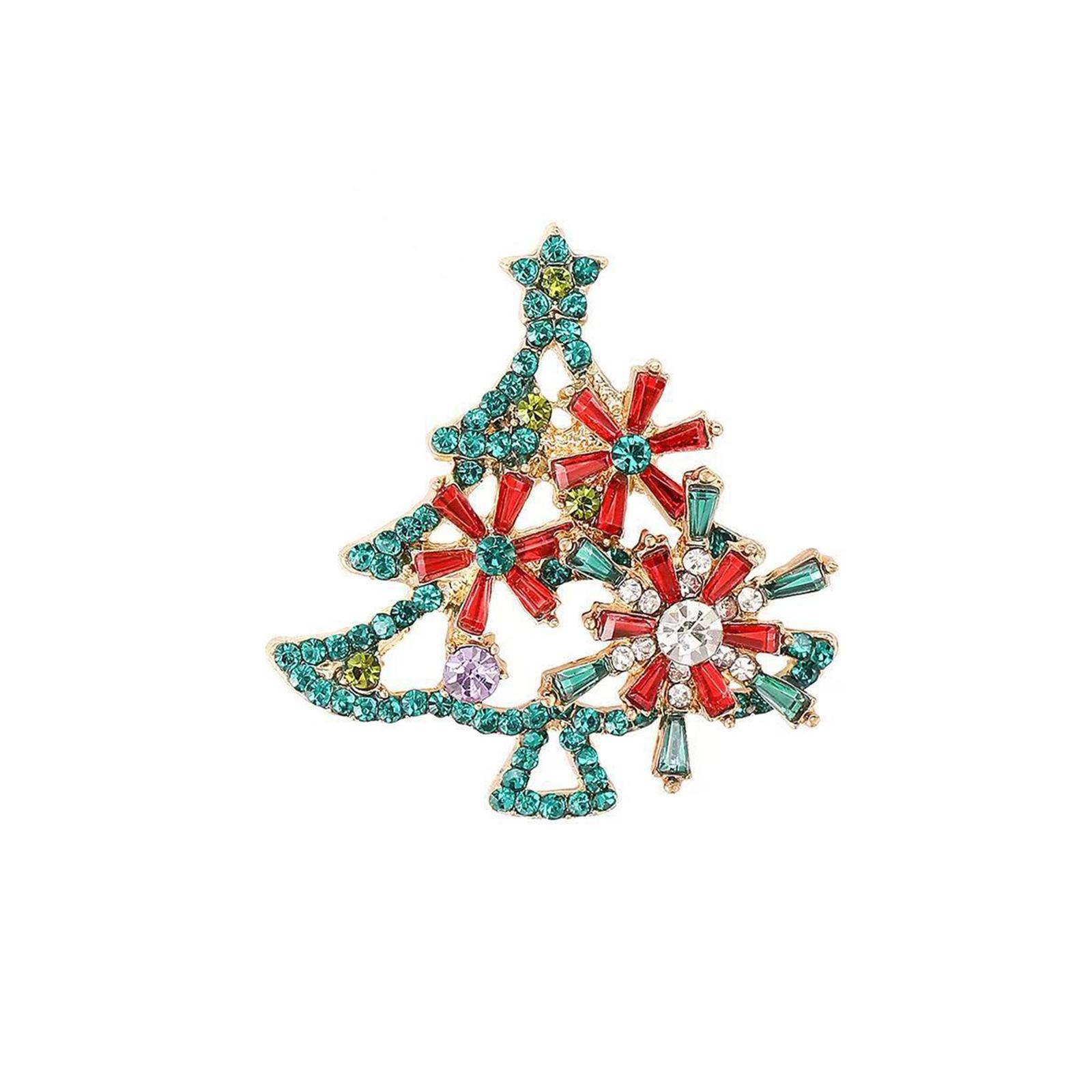 

Christmas Tree Rhinestone Brooch Alloy Jewelry Elegant Holiday Party Accessory Secure Clasp Brooch Gift For Women 2
