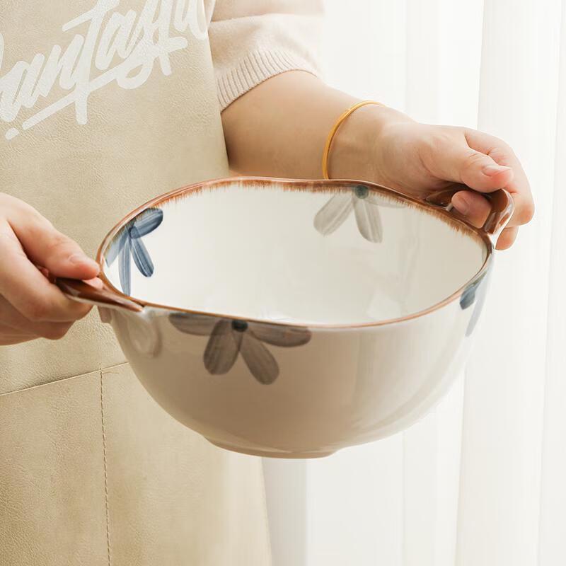 

Ретро-керамічна супова тарілка з двома ручками