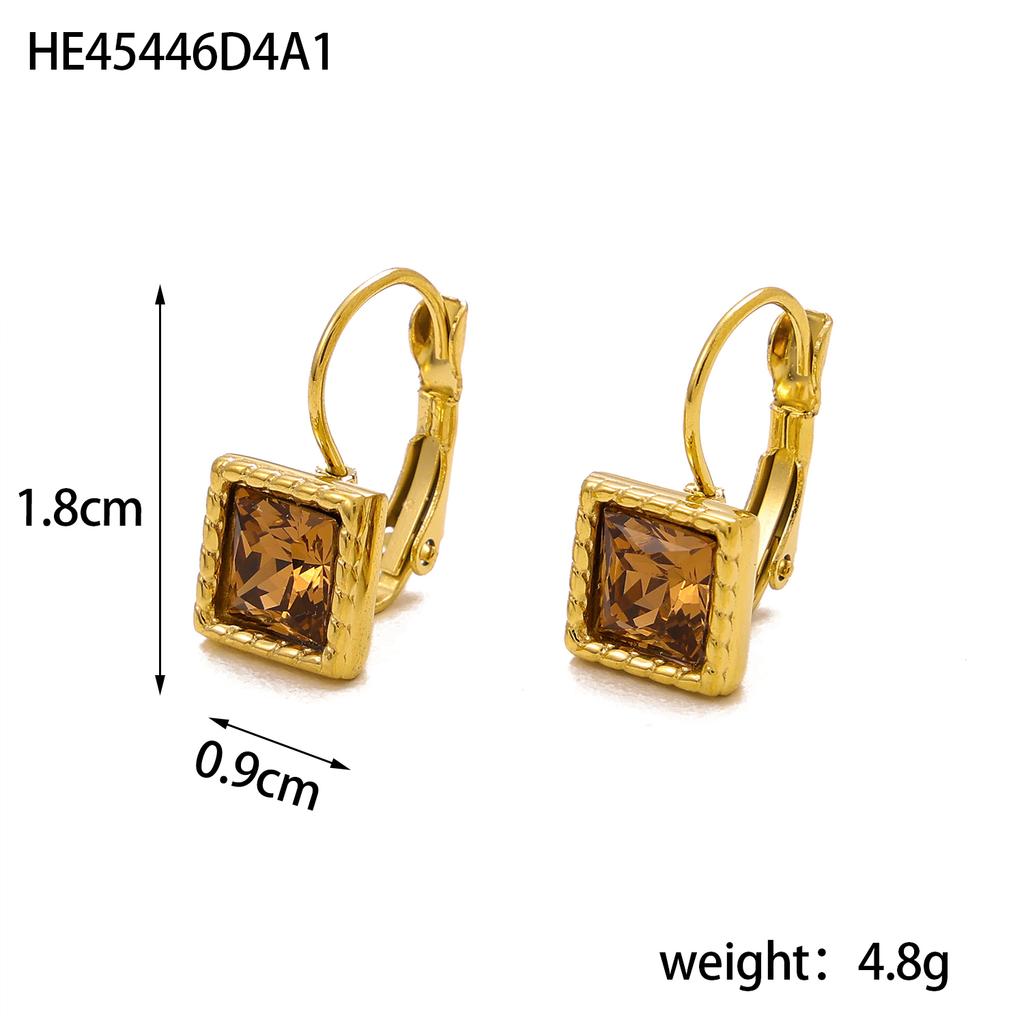 CARLIDANA Minimalist Women New Square Clip Earrings Tarnish Free 18k Gold Plated Stainless Steel Colorful Zircon Hoop Earrings