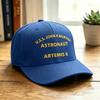 Unisex Embroidered Flat Brim Cap with U S S John P Murtha Astronaut Artemis II Text Adjustable Snapback Hat for Daily Wear