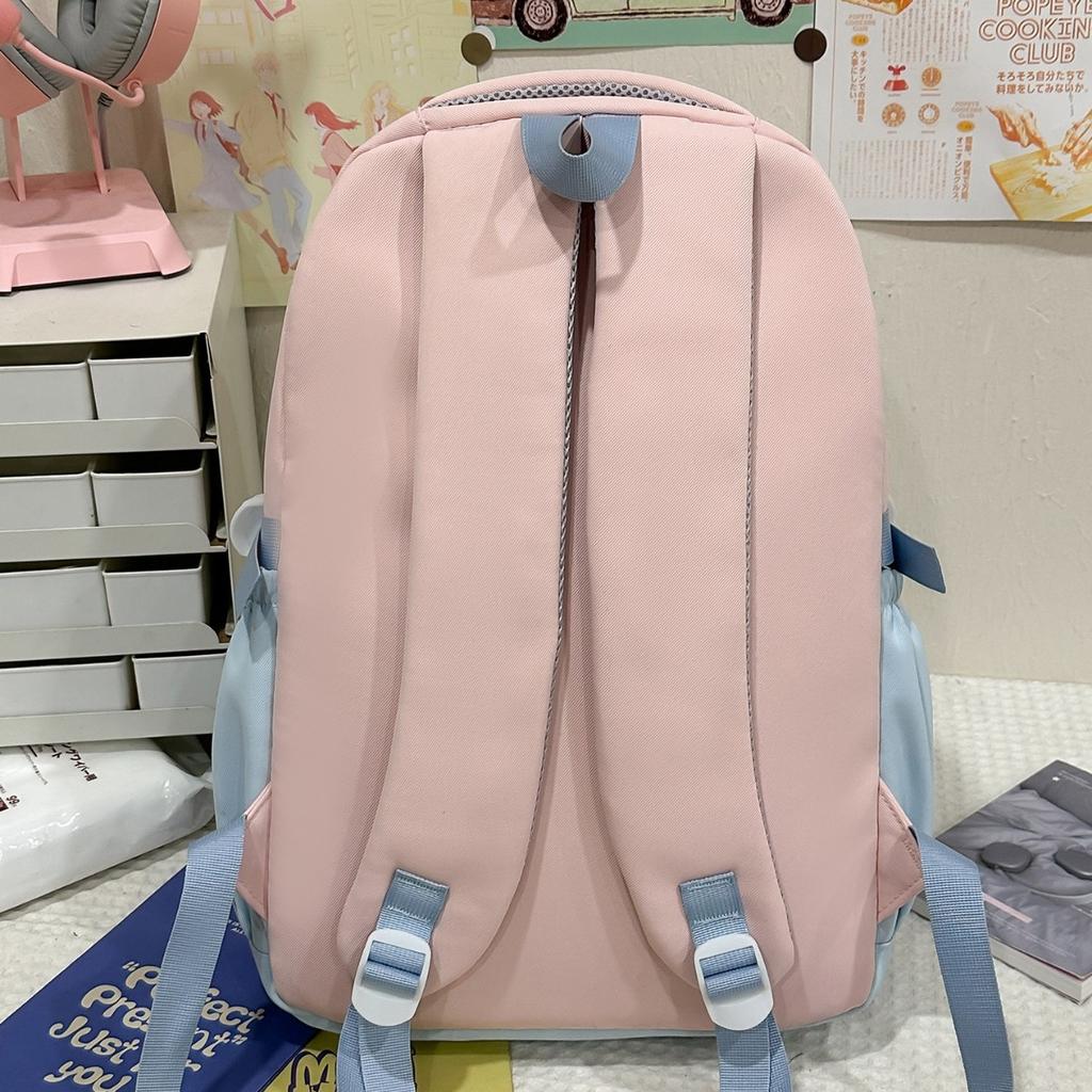Schoolbag Korean New Contrasting Color Backpack Female Student Schoolbag Large Capacity Cute College Style High Value Casual Backpack