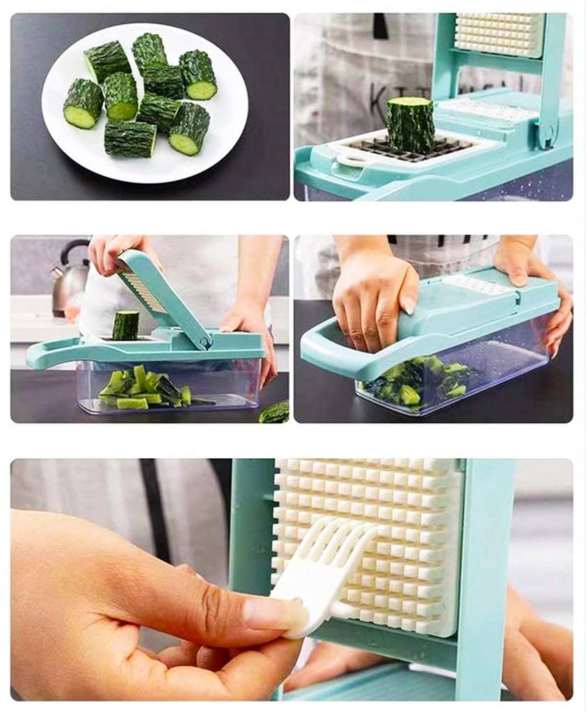 MENDENG Julienne Dünnes Kochwerkzeug Gemüseschneider Schneider, Set, Schneider, Set, Schneider, 7-in-1 Multifunktion (Hellblau)