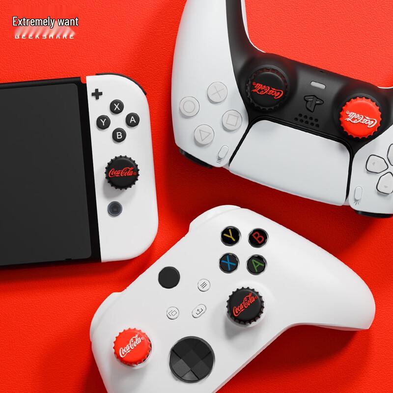 Coca-Cola Officially Licensed Silicone Thumb Grips for PS4/PS5/Switch Controllers (4-Pack)