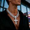 Hip Hop Street 3D Cross Cuban Chain American Personality Full Diamond Cross with Buckle Cuban Chain