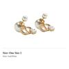 Dior Resin Bead Earrings Unisex Gold/White E4596WOMMP_D301
