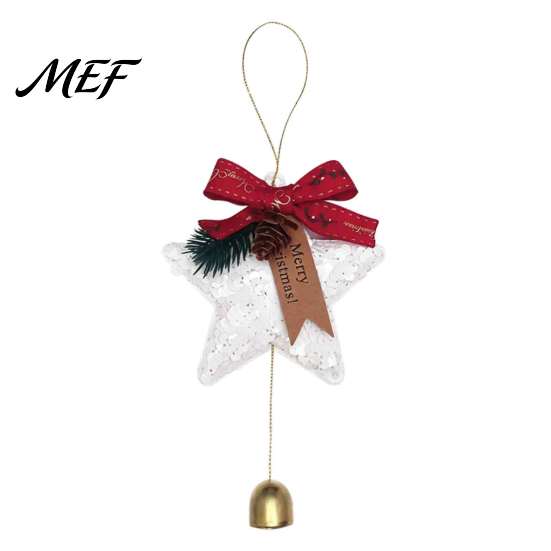 Decorative Stars for Parties Glitter Star Bell Ornaments, Sequin Hanging Decoration with Bow Pine Seasonal Party Supplies Cone, Sparkly Christmas Tree