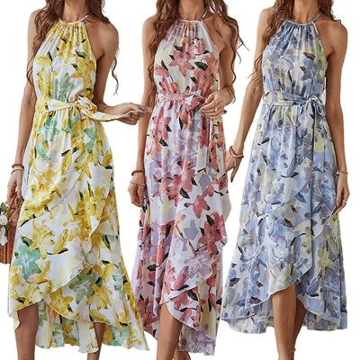 Fashion Print Halterneck Bohemian Dress Summer Hot Casual Vacation Dress