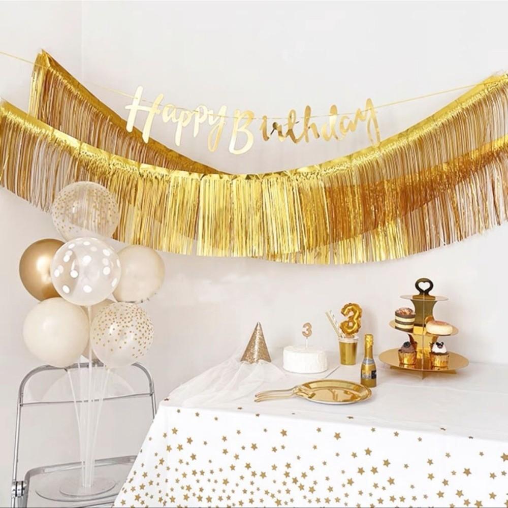 30*200cm Tassels Fringes Banner Shiny Rain Silk Curtain New Garland Curtain  For Wedding Birthday