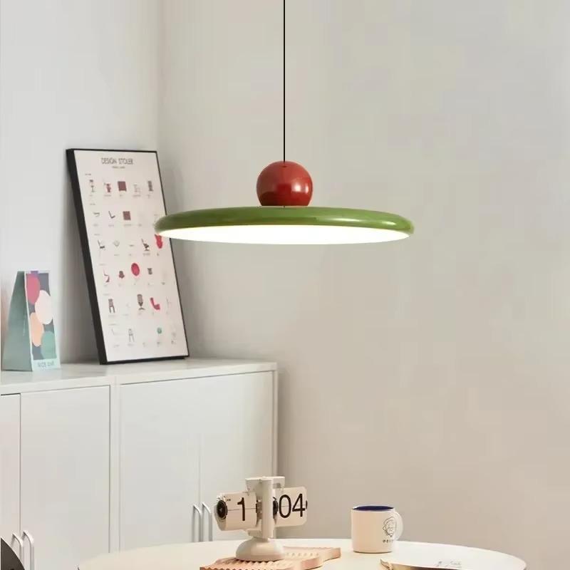 LED Nordic Pendant Light Macaroon Cream Color Wind Flying Saucer Lamp Bedroom Study Living Room Cafe Indoor Restauran Decoration