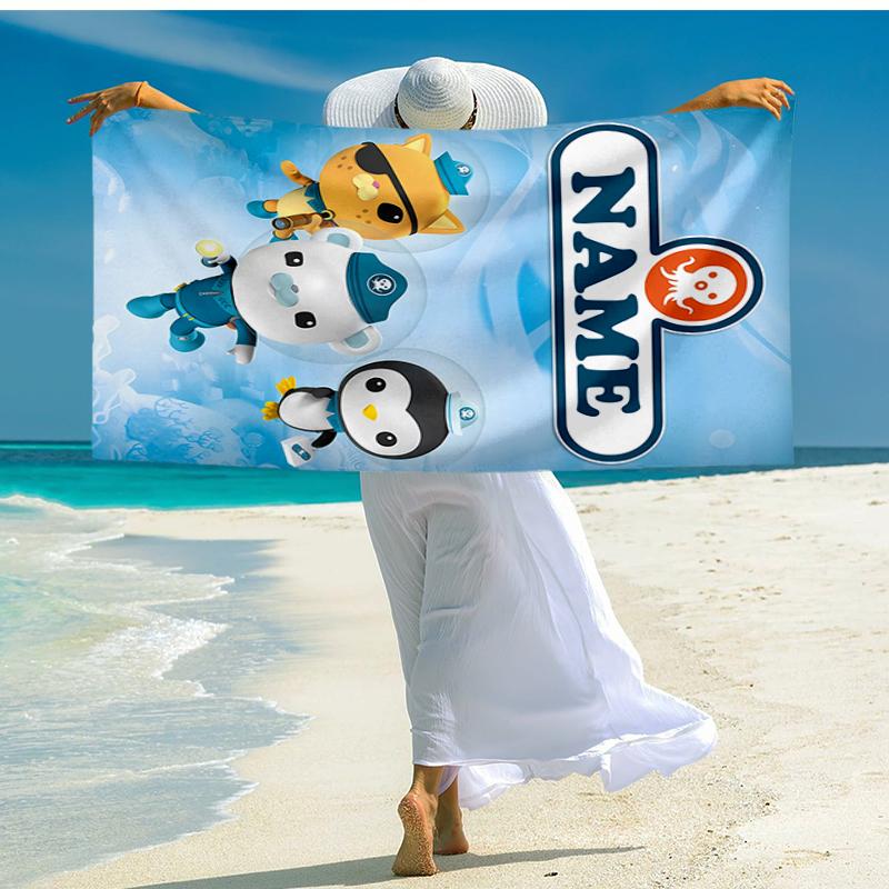 Custom Name Ultra-Soft Beach Towel with The Octonauts Theme,Ideal for Pool - Camping, Diving - Perfect Travel Essential, Vibrant Beach Towel.