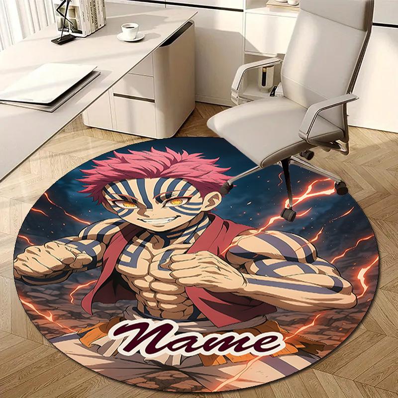 Personalized Demon Slayer Round Chair Office Rug - Perfect for Mat, Office Chair & More - Ideal Gift for Birthdays and Holidays