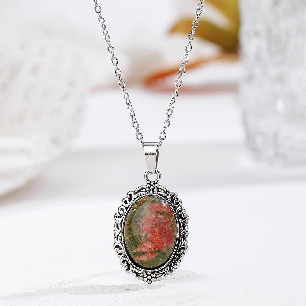 

Natural White Crystal Oval Pendant Necklace - Bohemian Yoga Jewelry