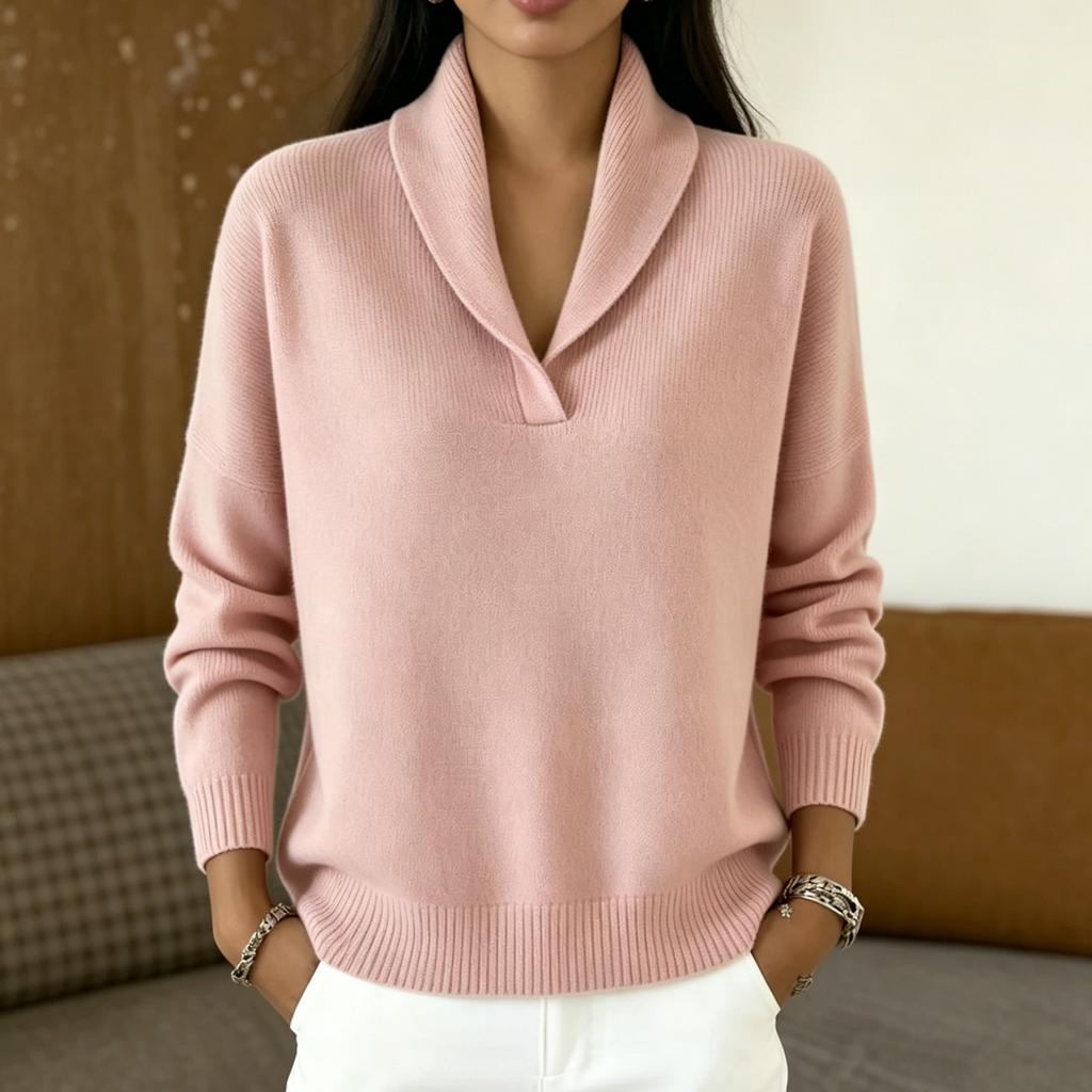 Maglione Pullover da Donna con Scollo a V Manica Lunga Vestibilità Larga Top in Maglia Casual Leggero Confortevole Tessuto Morbido