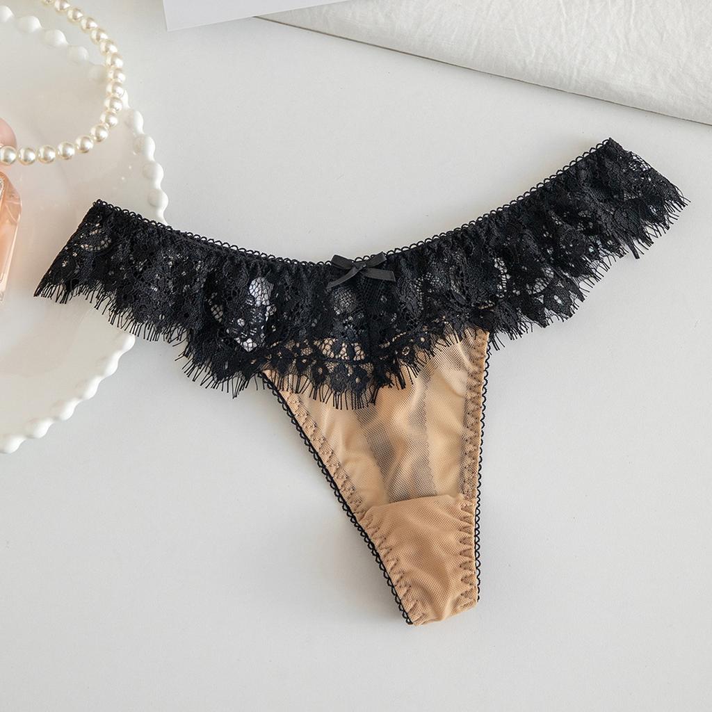 Perizoma Sexy Estivo da Donna con Pizzo Fiocco Elastico Vita Bassa