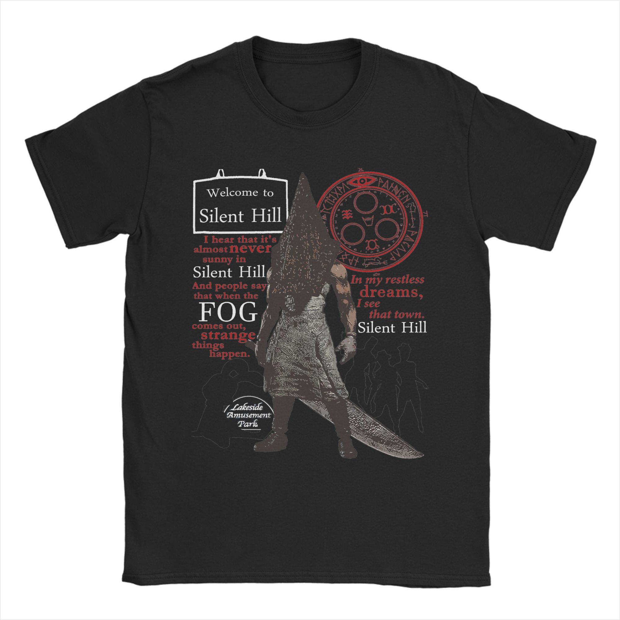 

Vintage Silent Hill T-Shirts for Men Crewneck 100% Cotton T Shirts Horror Movie Game Short Sleeve Tees Printed Clothes 4XL