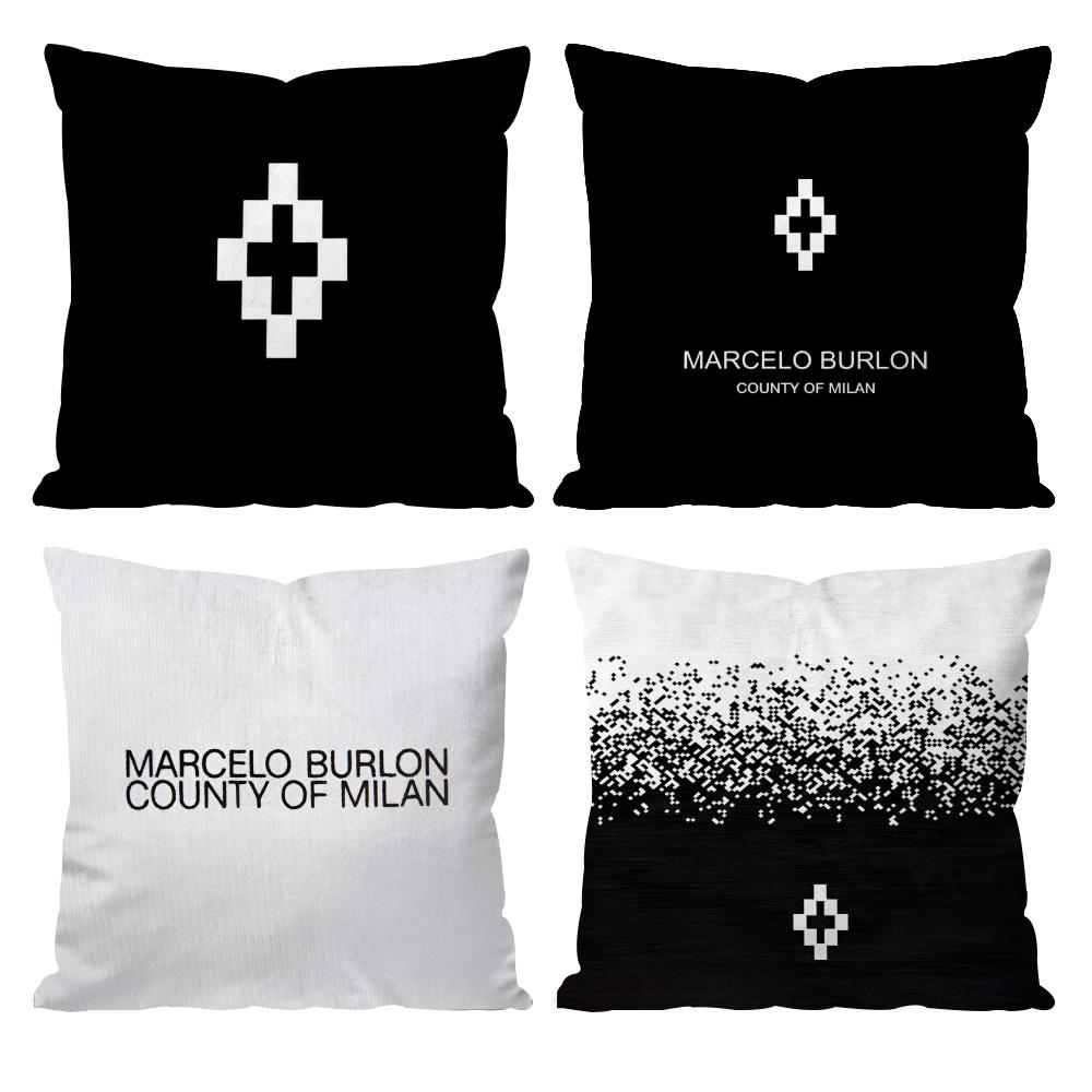 M-Marcelo Burlon Trend Brand Cushion Cover Pattern Printed Pillowcase for Living Room Sofa Cushion Cover & Bedroom Decor