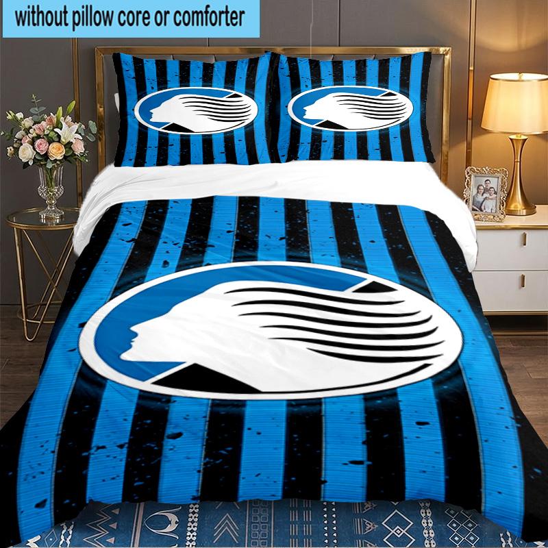 Set de așternut Atlanta Football Club 3 bucăți, Ideal pentru 1 husă de pilotă și 2 fețe de pernă, Perfect pentru cadou pentru fani, Ideal pentru dormitor, Cămin