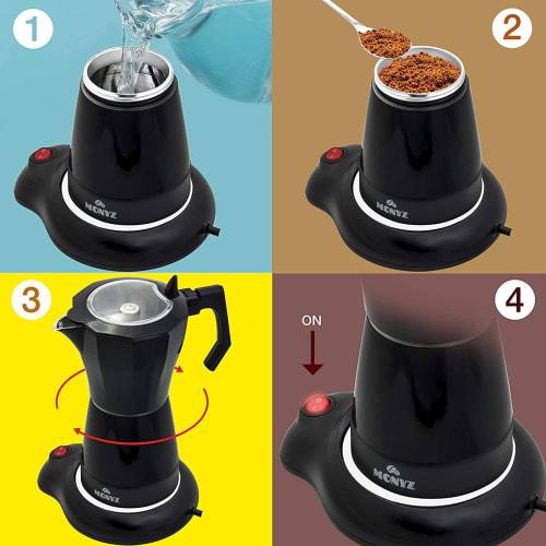 Moka Espresso Maker, 6-Person Electric Moka Pot Coffee Machine with Keep Warm Function, Automatic Moka Pot Mocha Coffee Maker