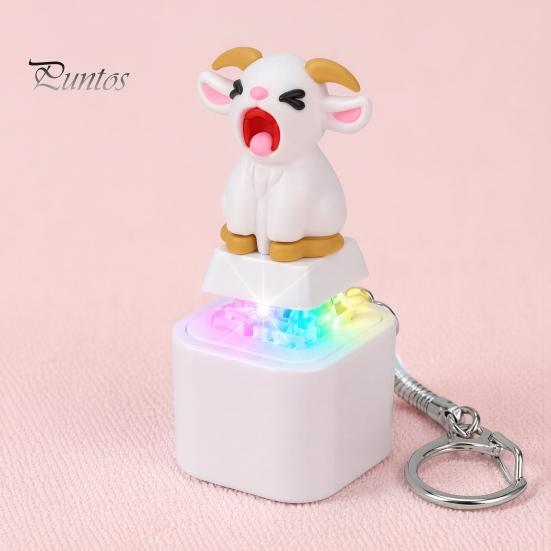 Animal Push Button Toy 1/2/3Pcs Screaming Goat Keyboard Fidget Toy, Rechargeable Sheep Finger Clicker Light-Up Keycap with Light Sound, Decompression