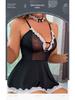 Plus Size See-Through Maid Lingerie with Quick Release Feature