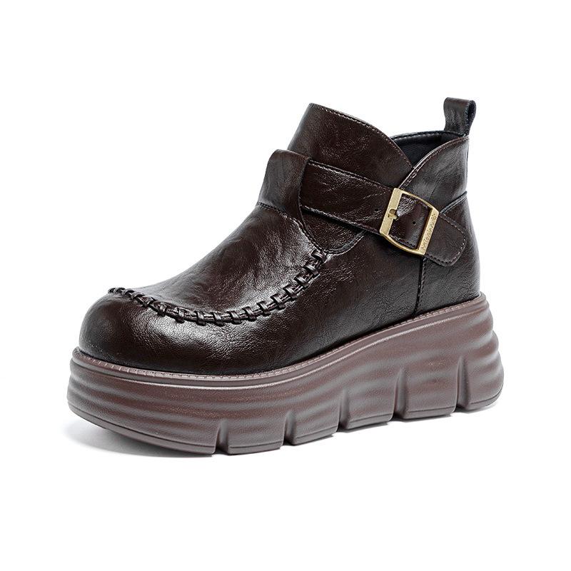 Thick-soled retro short boots women s small autumn new casual versatile fashion side zipper short boots 35