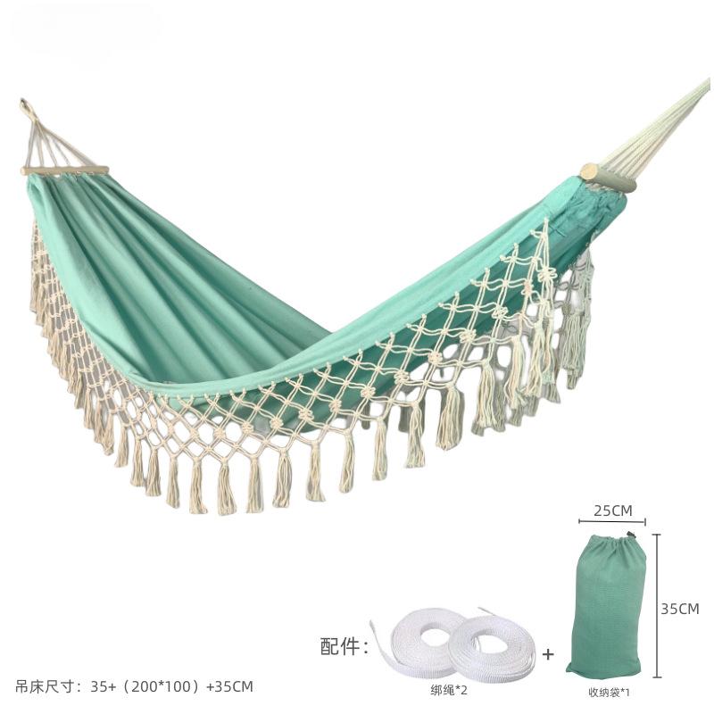 

Hammock Outdoor Camping Leisure Canvas Thickened Swing Hammock Anti-rollover Perfect for Garden Patio Backyard зелений