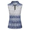 Sleeveless Golf Shirt for Women Zip Front Polo Collar Printed Athletic Vest Lightweight Breathable Sport Top