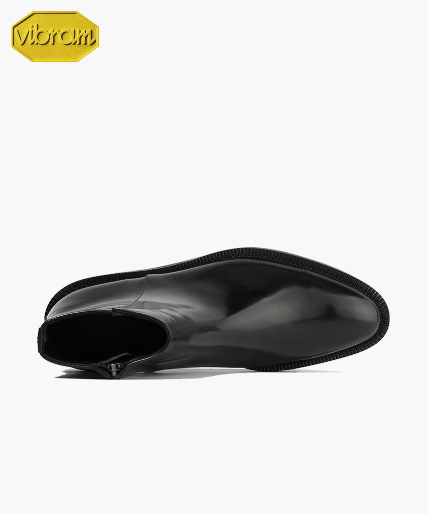 Firenze Atelier [Vibram] Slim Round Toe Standard Rubber Sole Zipper Boots 9430-Z [Black Box]