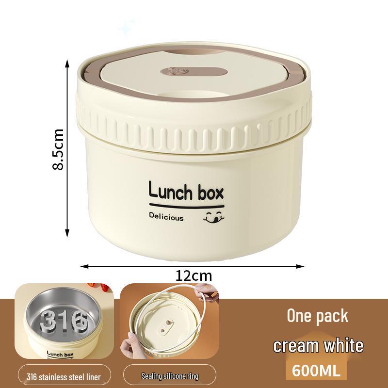 316 Stainless Steel Insulated Microwave Bento Lunch Box with Soup Bowl, Round Gift Set for Office Workers and Students.