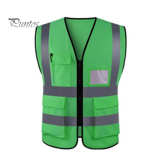 Arbeidsvest Herre Dame Refleksvest V-hals Ermeløs Glidelåslomme Pustende Nattsikkerhetsvest
